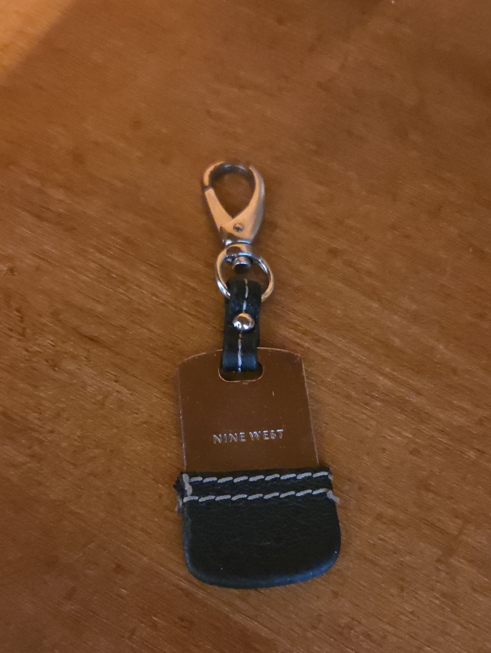 Vintage Nine West Y2K Silver Tone & Black Bag Charm Key Fob Hang Tag